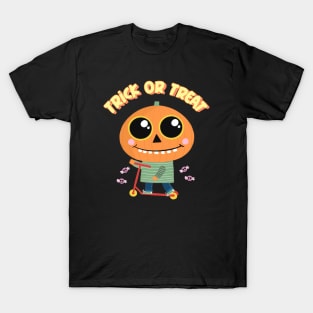 Trick or Treat Cute Pumpkin Boy Halloween Design T-Shirt